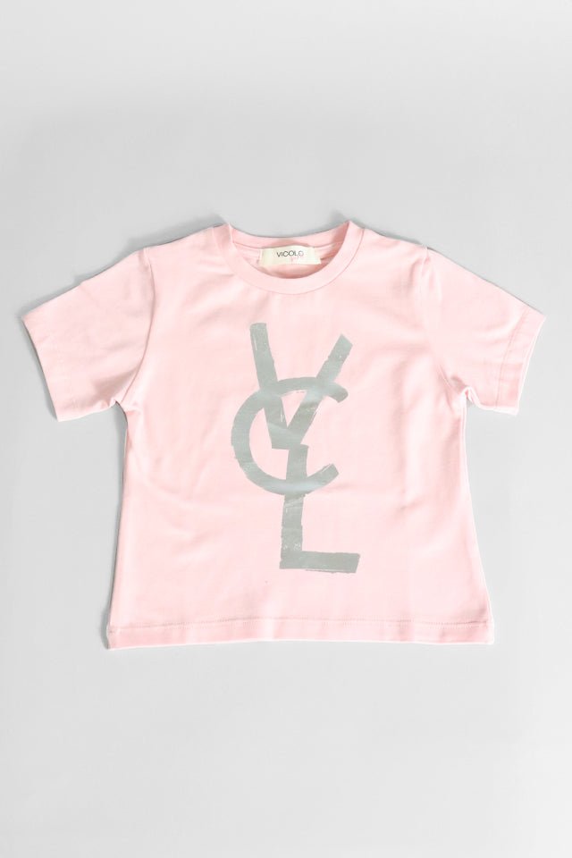 T-shirt Vicolo rosa logo argento - Angel Luxury