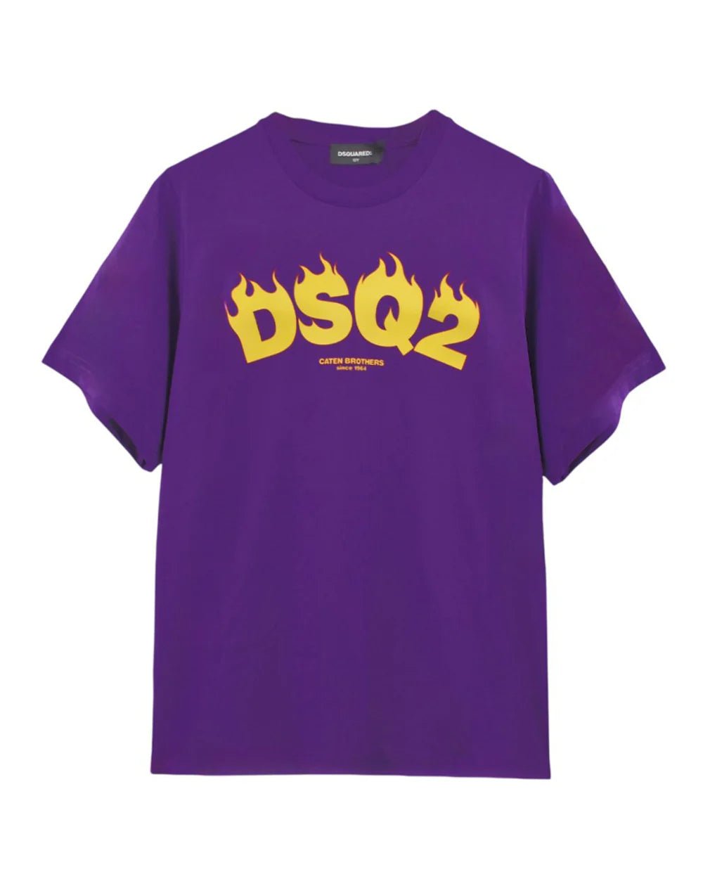 T - SHIRT VIOLA CON LOGO GIALLO DSQUARED2 - Angel Luxury
