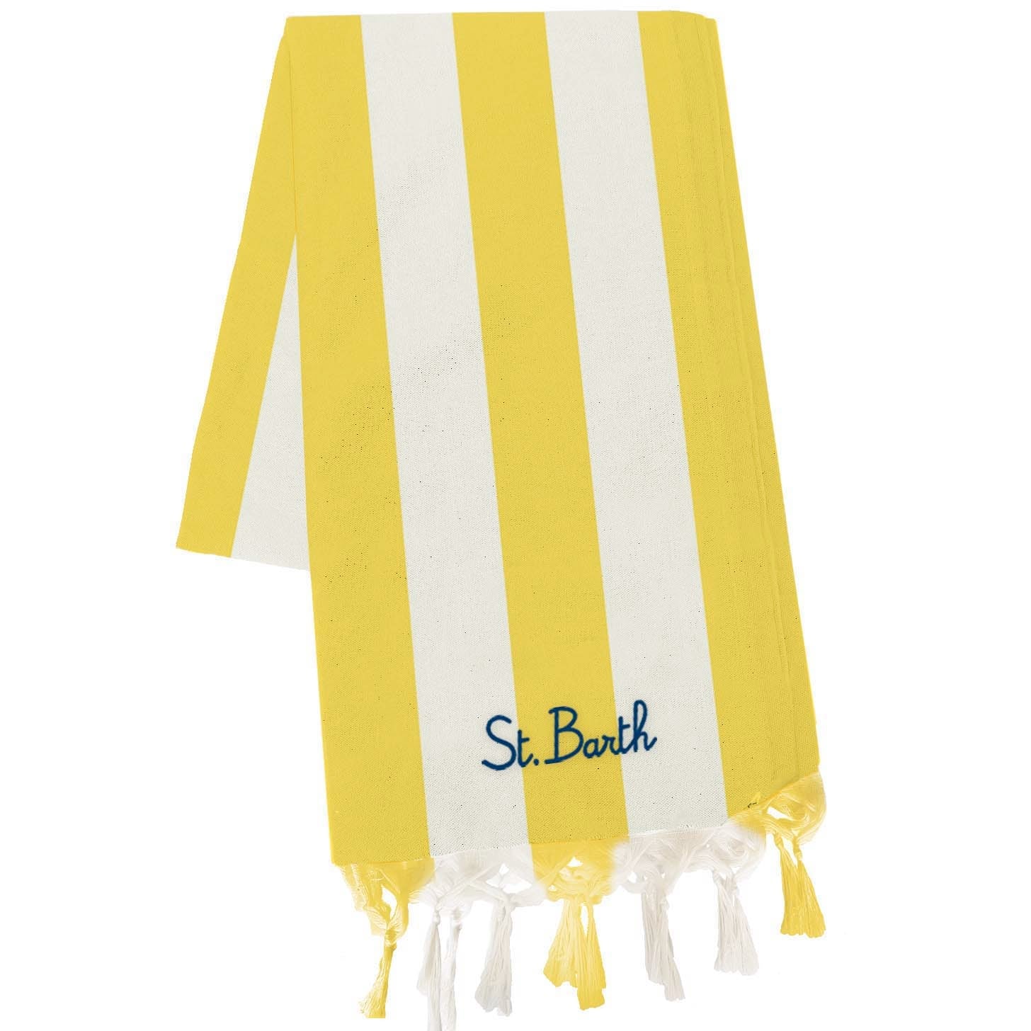 TELO MARE IN LINO MC2 SAINT BARTH A RIGHE GIALLO E BIANCO - Angel Luxury
