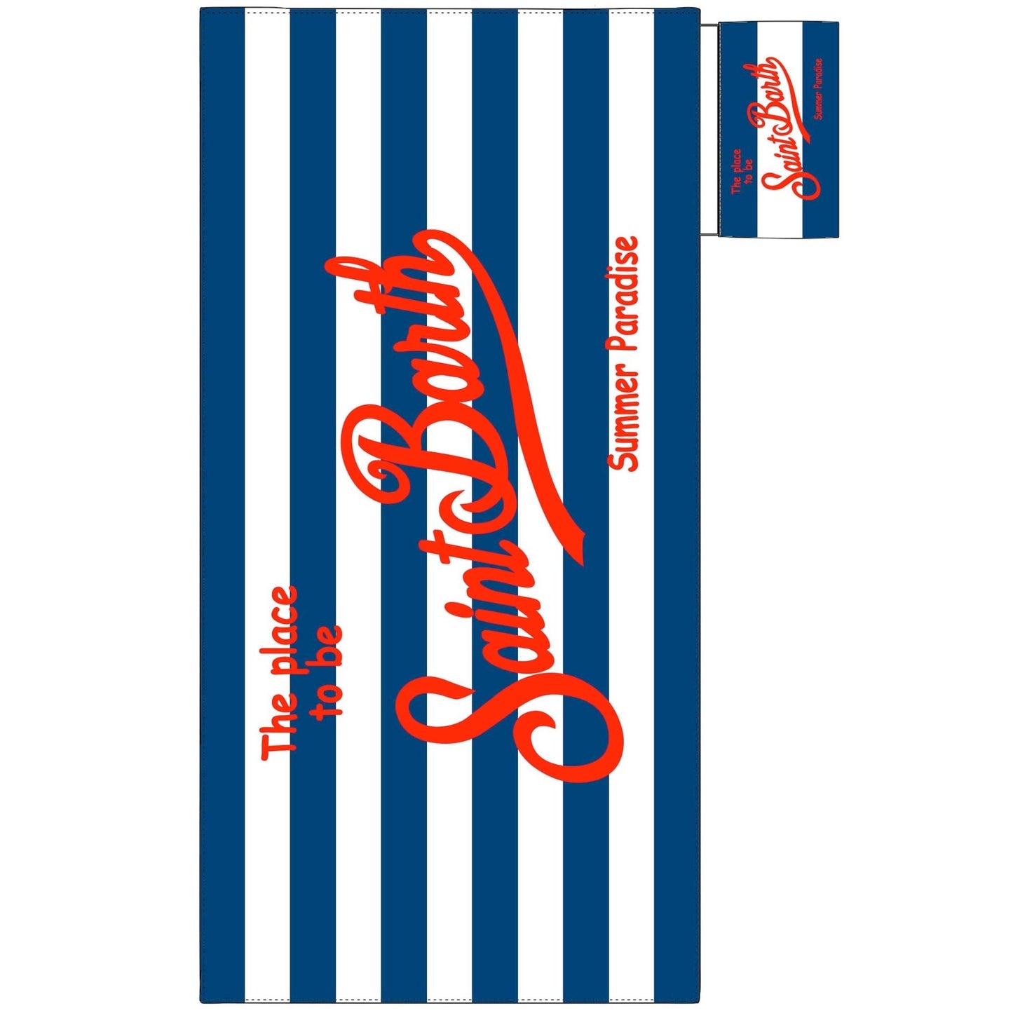 TELO MARE MC2 SAINT BARTH BLU E BIANCO CON LOGO ROSSO - Angel Luxury