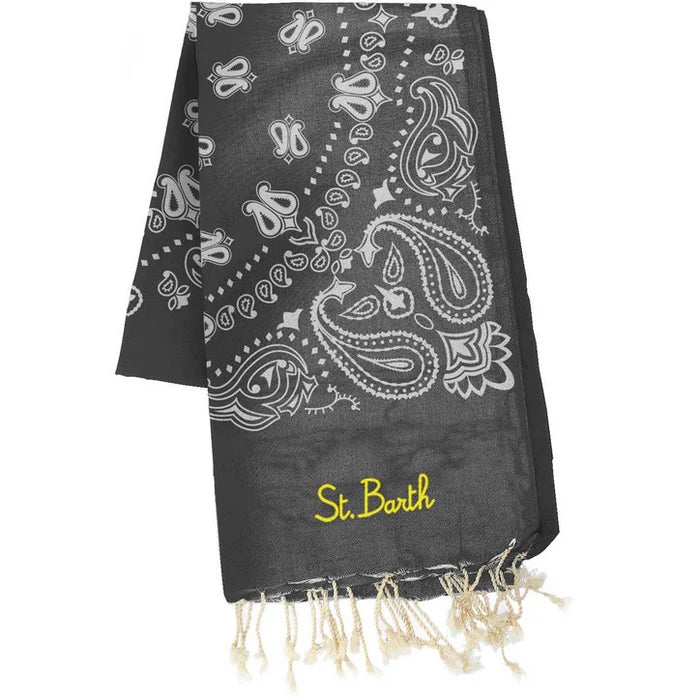 TELO MARE NERO CON SCRITTA GIALLO MC2 SAINT BARTH - Angel Luxury