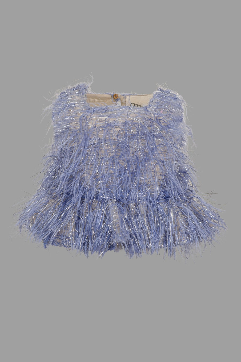 TOP AZZURRO CON PIUME DOUUOD - Angel Luxury