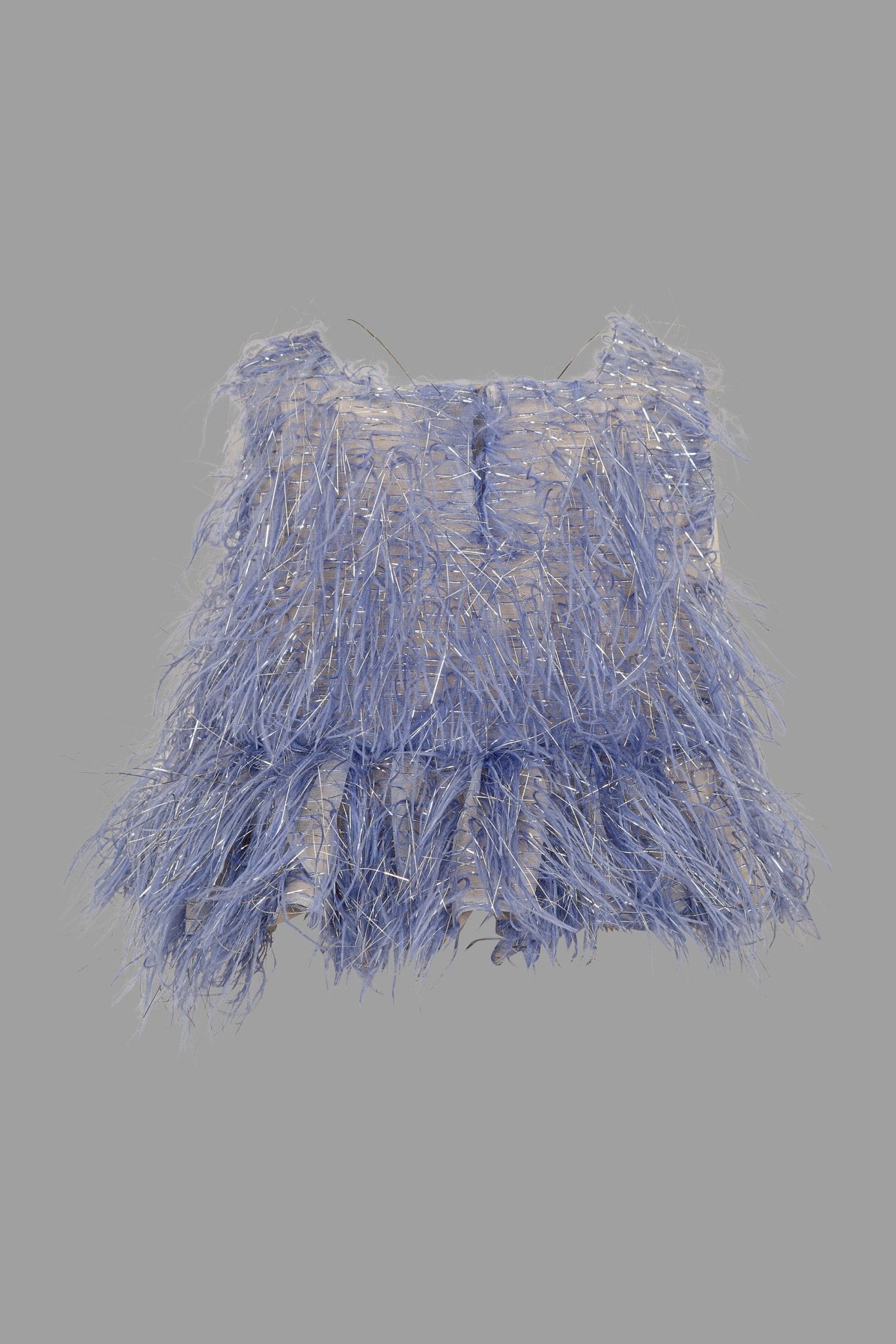 TOP AZZURRO CON PIUME DOUUOD - Angel Luxury