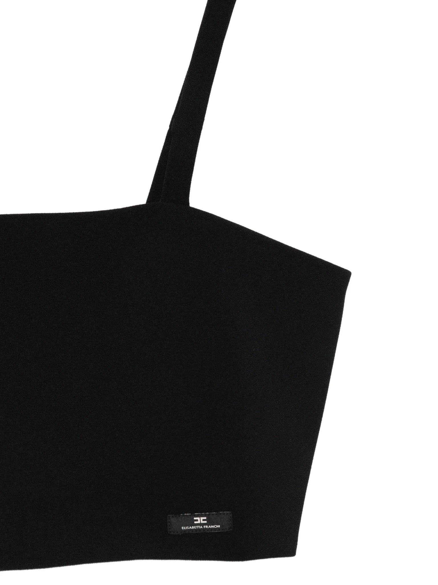 TOP IN CREPE NERO CON LOGO ELISABETTA FRANCHI - Angel Luxury