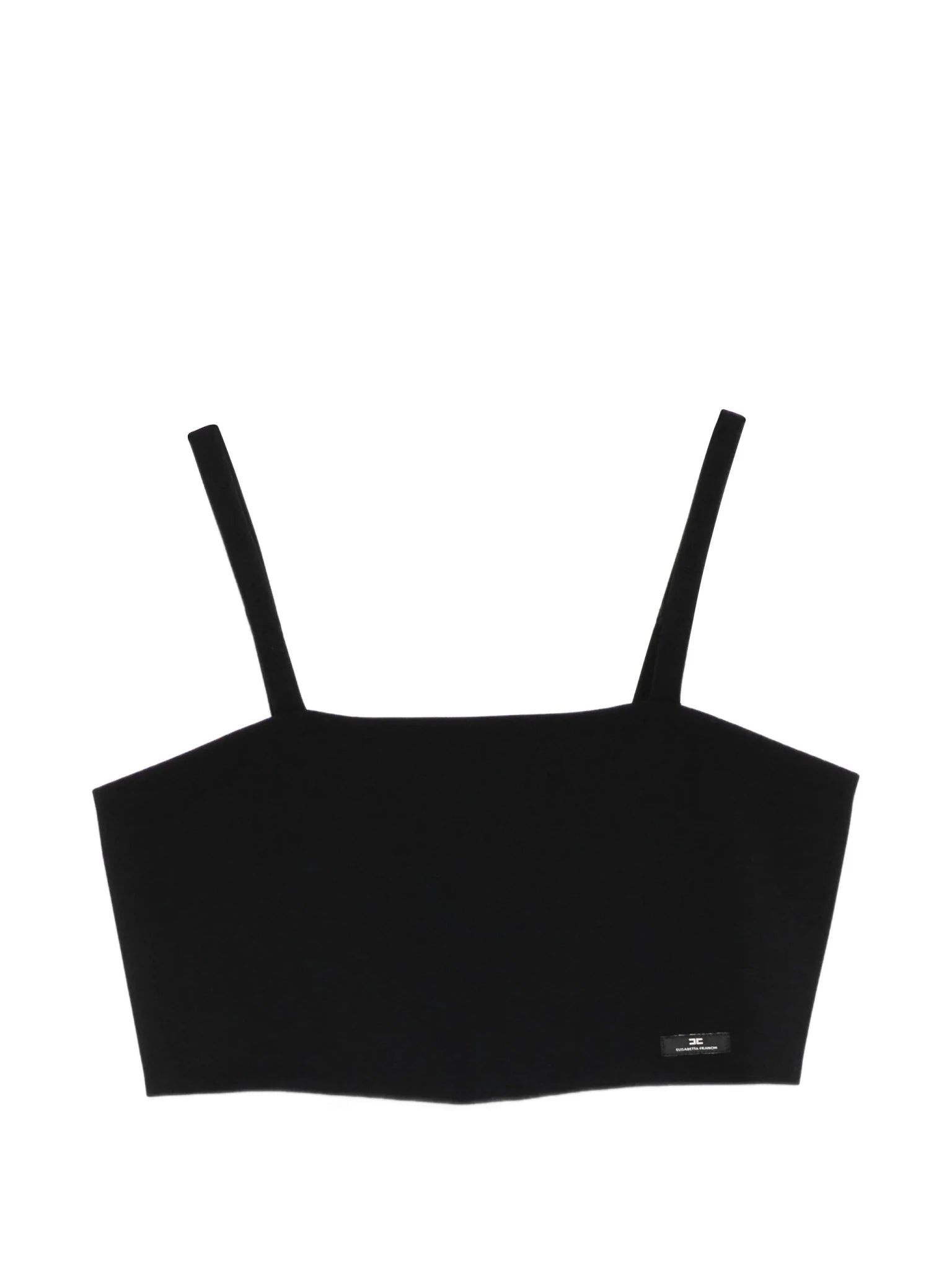 TOP IN CREPE NERO CON LOGO ELISABETTA FRANCHI - Angel Luxury