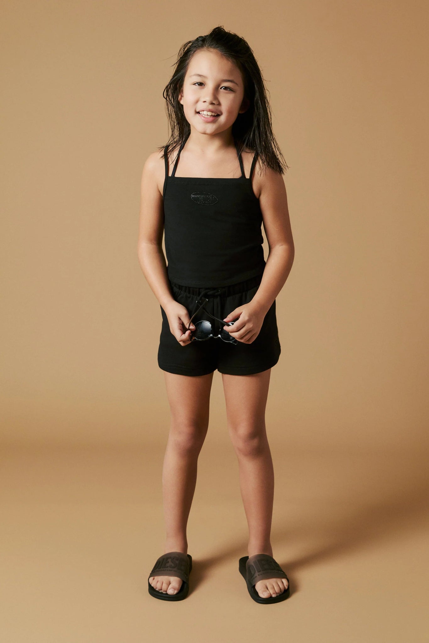 TOP NERO CON LOGO BRILLANTINATO DIESEL - Angel Luxury