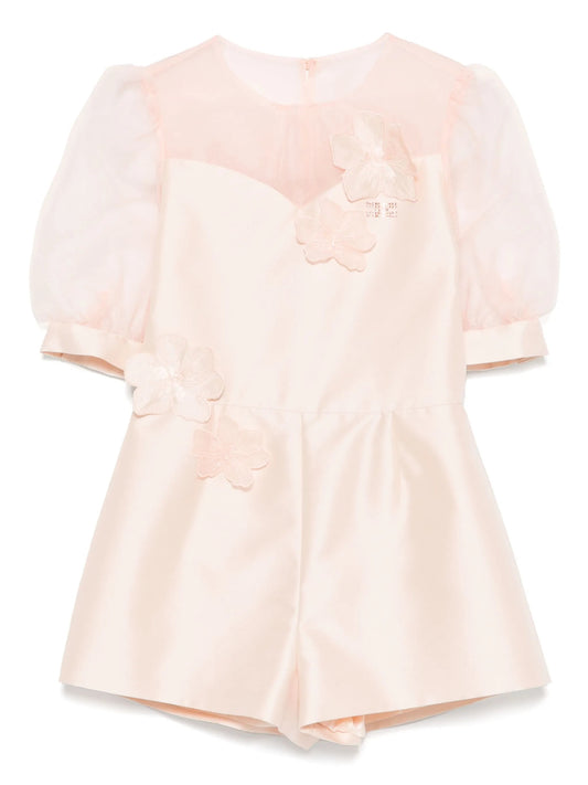 TUTA CORTA ROSA POLVERE CON FIORI ELISABETTA FRANCHI - Angel Luxury