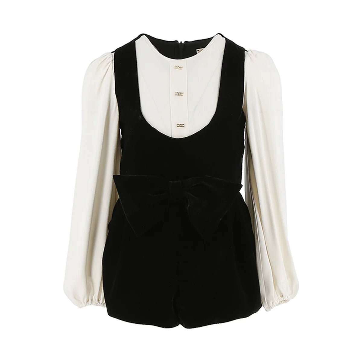 TUTA IN VELLUTO CON FIOCCO NERO/MILK ELISABETTA FRANCHI - Angel Luxury