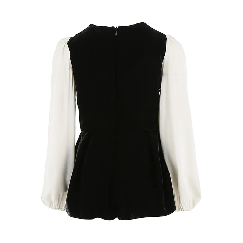 TUTA IN VELLUTO CON FIOCCO NERO/MILK ELISABETTA FRANCHI - Angel Luxury