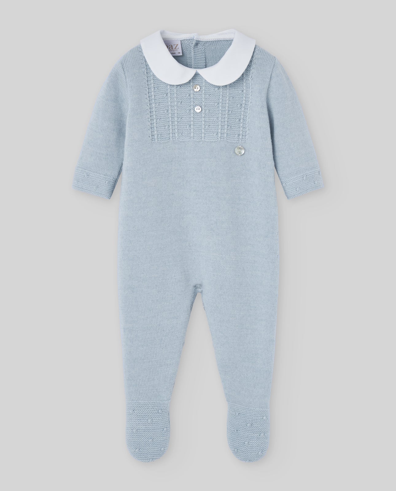 TUTINA PER NEONATO AZZURRA IN LANA PAZ RODRIGUEZ - Angel Luxury