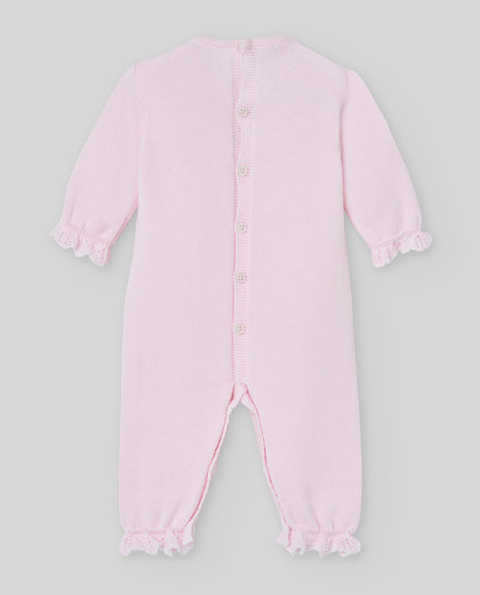 TUTINA ROSA CON MERLETTO BIANCO NEONATA PAZ RODRIGUEZ - Angel Luxury